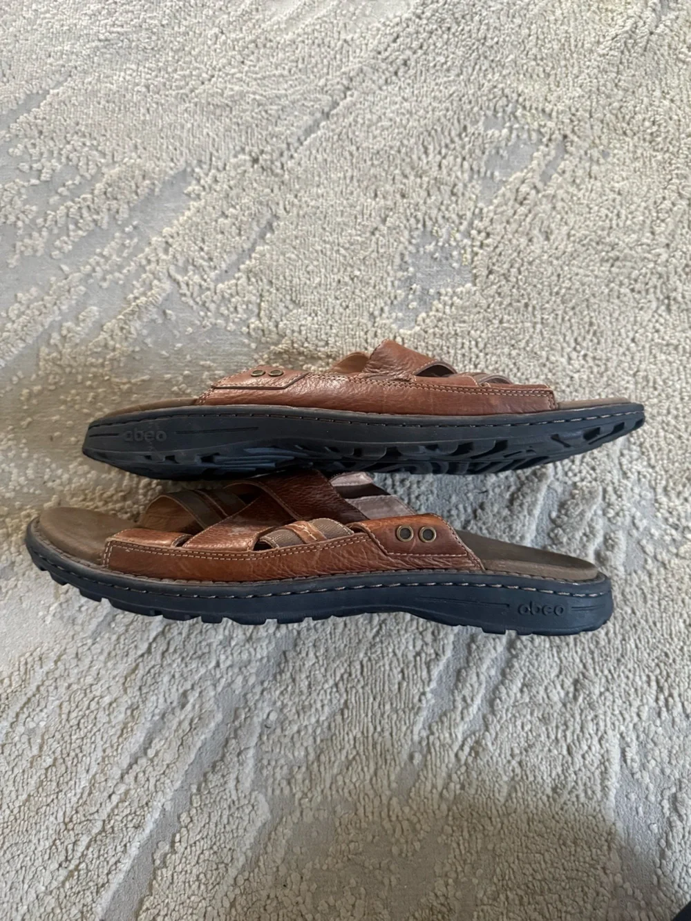 Abeo Brant Brown Leather Sandals straps slip on slides  BM048 12